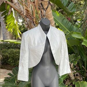 cropped three-quarter sleeve , aluminum, silver jacket